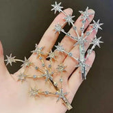 Impression  Star Shape 12 Pcs Silver and Gold color with white stone  Hair Clip set pack of 12pcs}